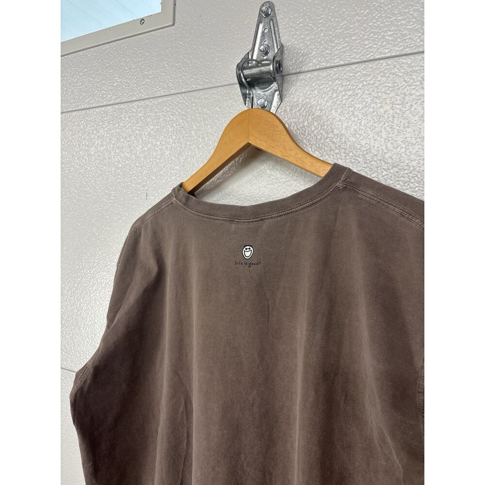 Life is Good Womens XL Long Sleeve T-Shirt Brown Pink Heart Graphic Cotton Tee - Picture 5 of 5